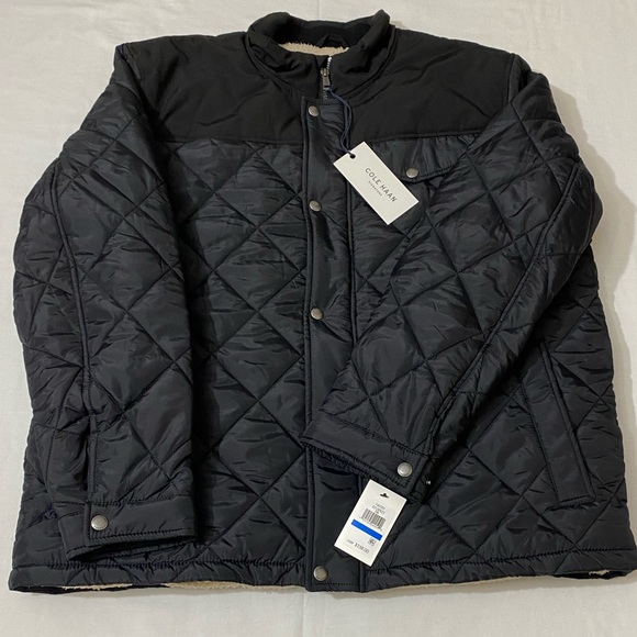 NWT Cole Hann Men’s 28 Tonal Mix Media Diamond With Faux Sherpa Lining Size XXL - Picture 7 of 11